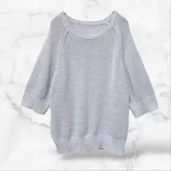 【tal by yumi】5分袖チュニックニット ざっくり編み 透け感(LL)