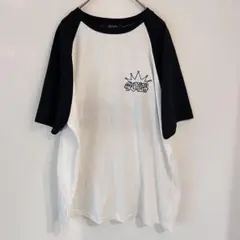 チップクリップ ラグランTシャツ 背面大きなロゴ 表ポイントロゴ 大きめゆるだぼ