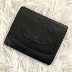 シャネル コインケース ラムスキン ココマーク デカロゴ 黒