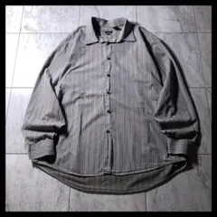 00s VAN HEUSEN マルチストライプ シャツ 長袖 カーキ ブラウン
