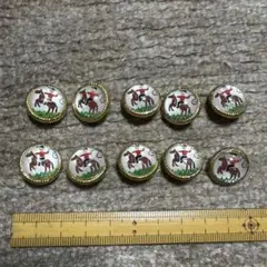 馬の絵柄 金属製ボタン 10個セット