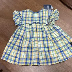 【新品】BREEZE フリル付きチェック柄ワンピース 80