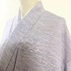 2m697 着物 レディース 正絹 袷 紫 白 ピンク 緑 花柄 和装