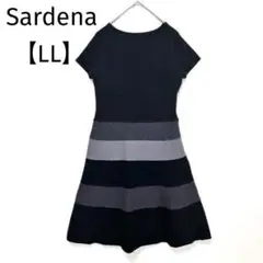 Sardena 半袖ワンピース　【LL】　ニット　フェルト風スカート　バイカラー