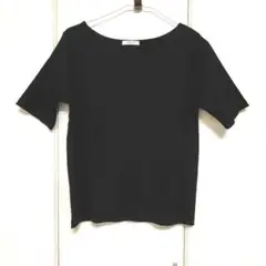 オペーククリップ 黒 半袖リブカットソー