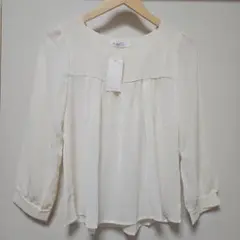 アイボリー シフォン 長袖ブラウス