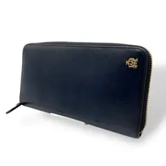 良品 1900 dunhill 長財布 ラウンドファスナー レザー ネイビー