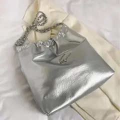 シルバー トートバッグ　チェーンストラップ