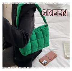 新春SALE ハンドバック キルティング ショルダー グリーン もこもこ