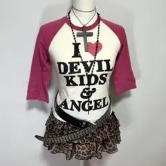 Y2K 平成 ギャル ロンＴ グランジ 英字 ロゴ ピチT Tシャツ ラグラン