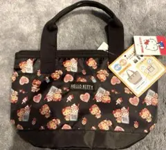 アベイル　日焼けキティ　保冷バッグ ミニトートバッグ ブラック　ランチバッグ　黒