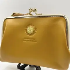 【未使用品】 box21 ボックス 2つ折りがま口財布　イエロー　牛革　レザー