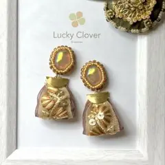 ∞インド刺繍リボンとビーズ刺繍∞タッセル≡ブラウン模様≡イヤリングorピアス