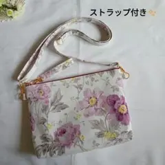 ショルダーバッグ　コンパクト　ピオニー　ローラアシュレイ　ハンドメイド