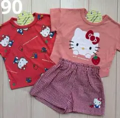 【サンリオ】ハローキティ キャラクター Tシャツ☆セットアップ 90