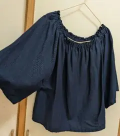 ★新品未使用★niko and ... オフショルダー 半袖シャツ ダークブルー