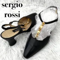 高級『Sergio Rossi』ゴールド金具 パンプス ブラック
