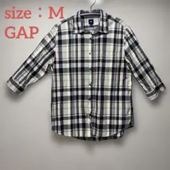 GAP ギャップ モノトーンチェック 五分袖シャツ Mサイズ メンズ