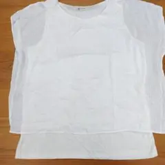 5Lサイズ■白シフォンジャカードフェイクアンサンブル