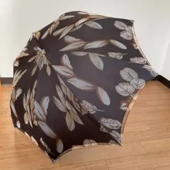 日傘　茶系　レース地　ボタニカル柄