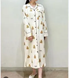 【美品】ジェラピケ ネルシャツワンピ ベア柄 くま シュタイフ