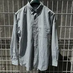 UNIQLO ストライプ長袖シャツ L GREEN