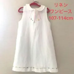 childrens リネンノースリーブワンピース 107-114cm