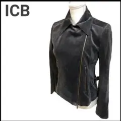 ICB アイシービー コットン ベロア ライダース ジャケット ベルテッド M