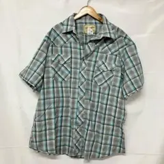 A30T ラングラーXLアメリカ古着胸ポケットチェック柄半袖スナップシャツメンズ