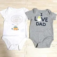 【babyGAP】papa&mama ロンパース2点セット