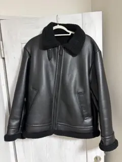 ボア襟 ブラックレザージャケット