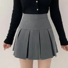 グレー プリーツ ミニスカート