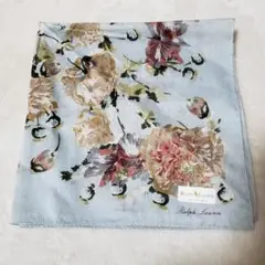 新品ラルフローレンRalphLauren 花柄ハンカチ 水色　レア　希少