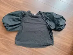 ZARA 黒のコットンパフスリーブトップス
