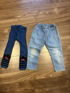 BeBe デニム デニムパンツ、猫タイツ　110