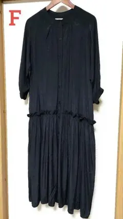 DEL LEI 黒　サテン調シャツロングワンピース　F　美品✨