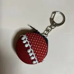ハンドメイドコイン入れキーホルダー赤