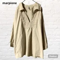 9668 マルピオーネ　フロントピンタッグブラウス　スキッパーシャツ　LL 古着