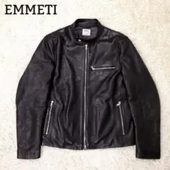 美品✨エンメティ シングルライダースジャケット Lサイズ 中綿 ラムレザー 黒