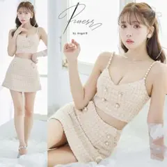 PURESS ピュアレス パールショルダー セパレートフレアミニドレス