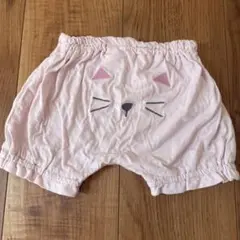 猫顔プリント ピンクパンツ 70-90cm
