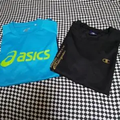 160サイズ TシャツASICSブルー Championブラック2枚セット