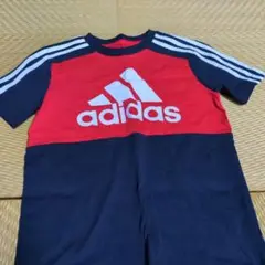 adidas 3本ライン Tシャツ 150サイズ 赤/紺