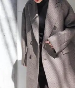 18AW AURALEE DOUBLE FACE CHECK COAT サイズ1