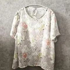 E hyphen world gallery イーハイフン　半袖ブラウス　花柄