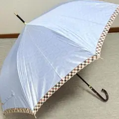 DAKS ダックス　文字ロゴ総柄ハウスチェック　軽量晴雨兼用ワンタッチ式長傘