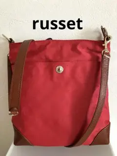 russet ラシットショルダーバッグ ナイロン　レザー 斜めがけバッグ　赤×茶