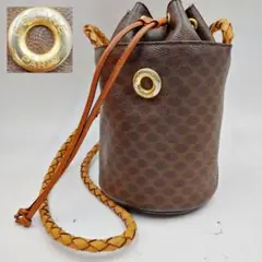 【美品激レア】CELINE 巾着 ショルダーバッグ サークルロゴ マカダム柄