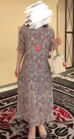 ゴールドレイク ペイズリー 七部袖 プリーツワンピース