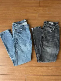 ZARA デニム 2本セット (ライトブルー34・ダークグレー32)